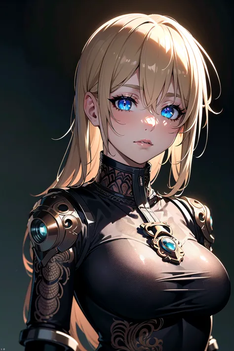 (masterpiece)1.4, best quality+++, ultra-detailed++, (tactical clothes)+, spandex+, intricate+++, absurdres, (cinematic lighting)+, illustration+, (beautiful detailed eyes)++, 1girl+, upper body, looking at viewer, blonde hair, short depth of field withLora(breastinclass-1.41,0.8)