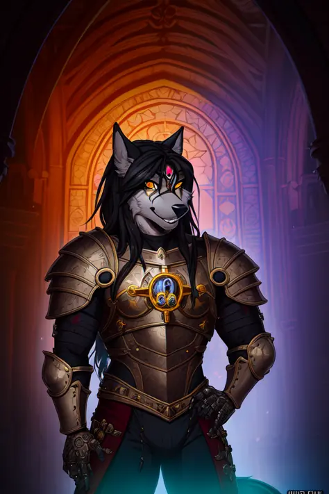 full body, furry, animal nose, wolf boy, 1 boy, muscular male, medieval armor,  acrylic painting, intricate detail, ([anime|real...