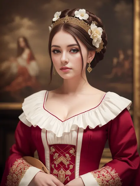 a beautiful england woman wearing traditional wears, (masterpiece), (portrait), (raw photo), (extremely detailed cg unity 8k wal...