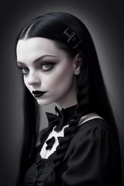 faszinierend profile picture, (rätselhaft:1.2) Wednesday Addams fesselt die Kamera für eine Dating-Site, (dunkel:1.1) Aura, (boshaft:1.2) lächeln, (Piercing:1.1) Blick, (zeitlos:1.2) Eleganz, (gotisch:1.2) Charme, (einzigartig:1.1) Persönlichkeit, (schrullig:1.1) Interessen, von Morticia Gomez, Leica Q2 Kamera, (Minimalistisch:1.3) Komposition, (gedämpft:1.1) Beleuchtung, (Monochromatisch:1.2) Töne, (faszinierend:1.2) Ausdruck, (magnetisch:1.1) Gegenwart, (unwiderstehlich:1.1) locken, (unkonventionell:1.2) Appellieren, (unvergesslich:1.1) Erster Eindruck, (betörend schön:1.2).