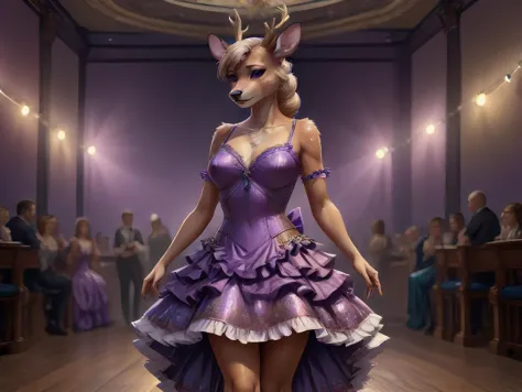 araffe dressed in a purple dress and a deer head