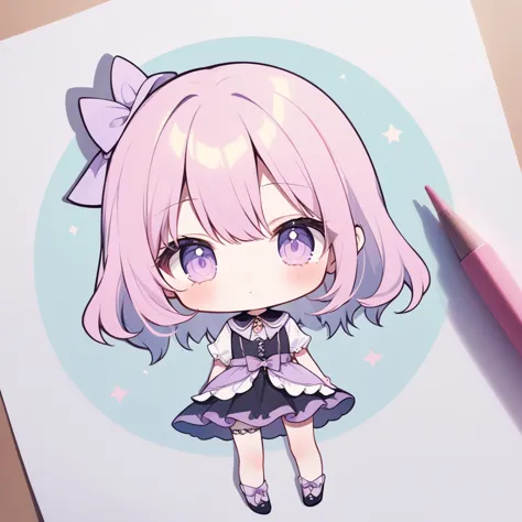 pastel colors, chibi, little witch, 1girl