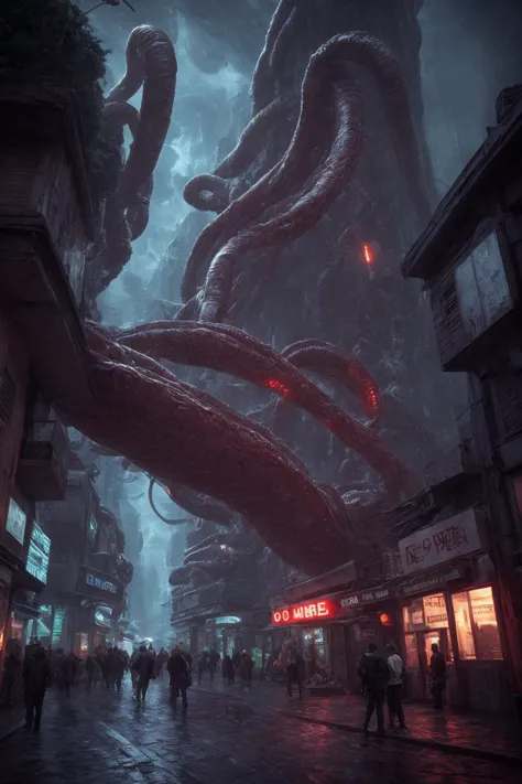 a street in an alien city, tentacle-like architecture, twisting, dense, shadowy, strange future <lora:f4bula:1.5>
