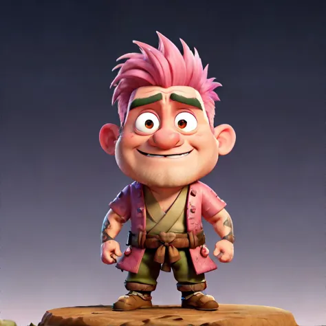 british troll man with pink mid fade hair wearing samurai outfit, masterpiece, high resolution, hd, 8k, shallow depth of field, ...