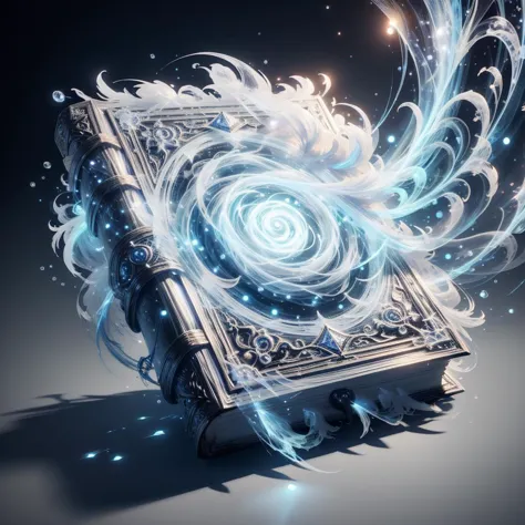 tempestmagic ,fantasy,ethereal transparent, motion blur, 
(white book of spells:1.2) , studded with a glowing glyph , gameicon,, masterpiece,best quality, masterpiece, HD Transparent background, (simple background:1.2), dark background, 