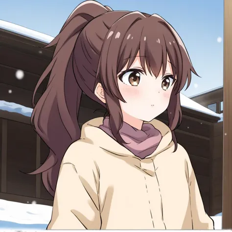 masterpiece, best best quality, 8k,
vivid color,
<lora:Yuna_Toomi.v2-000003:0.85> yuna toomi,
small brown eyes, ponytail, 
1girl, (solo)
(german clothes:1.2)
"       "
winter, snow  
"               "