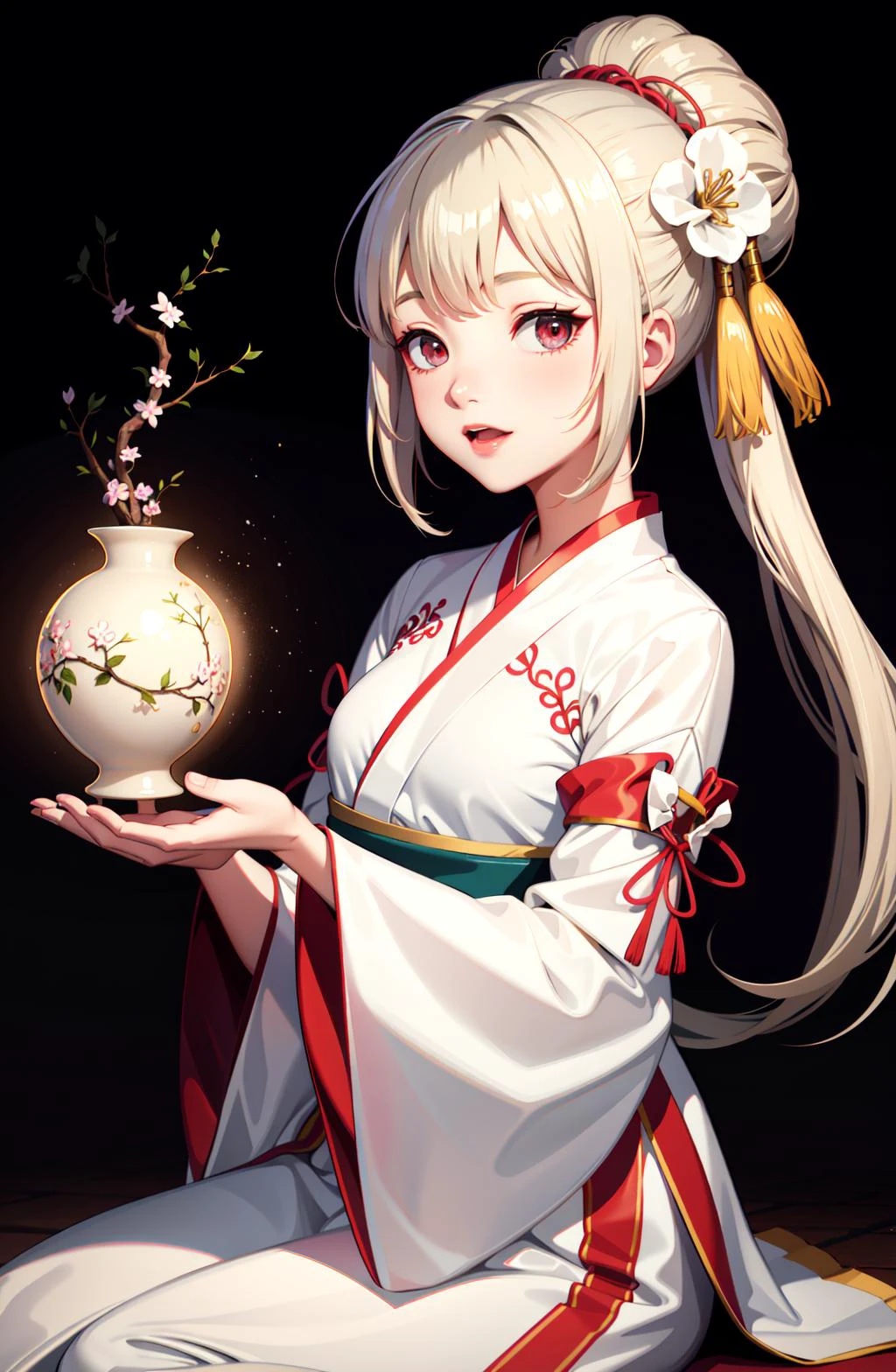 1 Mädchen, (hanfu), glühend, Seitenlicht, Hintergrund,