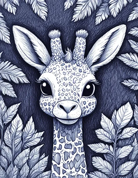 novuschroma42 style bunny giraffe  ballpoint pen drawing <lora:novuschroma42 style_blue:1> <lora:sdxl_lightning_8step_lora:1>