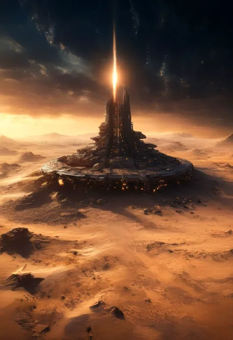 (vue point de vue , DOF, vue des premières personnes depuis l&#39;entrée, prise de vue en contre-plongée:1.4),
(La civilisation ancienne, Scène du film Alien Prometheus, scène de film sur les dunes:1.5), 
Dans un futur lointain, les humains sont répartis sur plusieurs planètes et gouvernés par un empire. La scène la plus importante du film Dune, "arrakis", a été filmé dans le désert du Wadi Rum, le plus grand désert de Jordanie, également connu sous le nom de "Vallée de la Lune". Certaines scènes ont été tournées à Rubou, Abou Dhabi, Moyen-orient. Tourné dans le désert du Rub&#39; al Khali. En plus du paysage désertique, le paysage rocheux imposant était également la principale raison pour laquelle il a été choisi comme lieu de tournage.
(Fichiers volumineux, Ultra réaliste, 8k, 16k, FHD, HD, effets visuels, parfait, la photographie, Composition, Architecture Sales la photographie, Concours d&#39;architecture, ultra haute résolution, cinématographie, image haute résolution:1.1), (Éclairage dramatique, Lumière directe du soleil, Tracé laser, clair shadow:1.2),  (paysage réel:1.1), (Arrière-plan flou:1.0), (Contexte urbain, Plus_détails) ,
extrêmement détaillé, collinescastel, super éclairage, clair, néo-classique