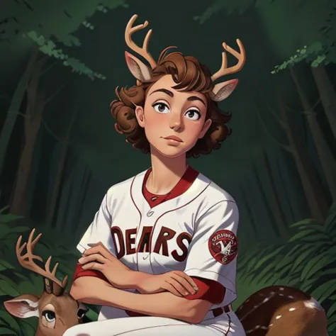 a cartoon picture of a girl with deer antlers on her head