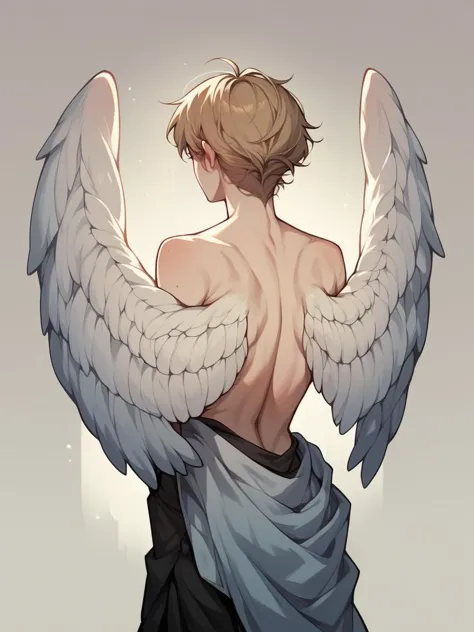 a close up of a person with wings on their back