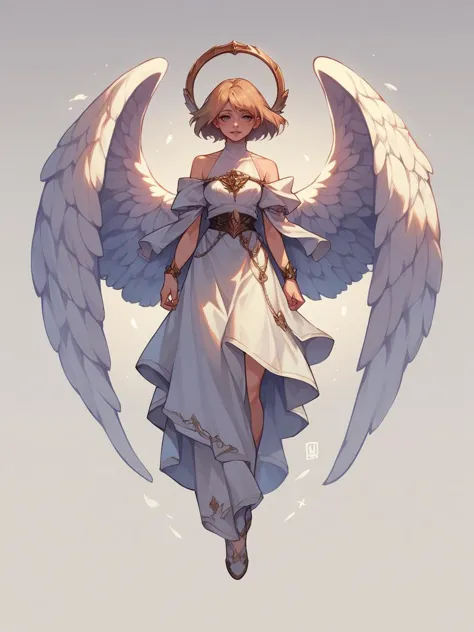 a drawing of an angel with a sword and wings