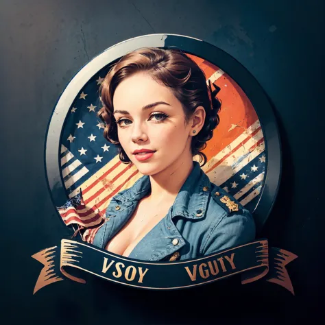 a woman in a denim jacket with an american flag on the back