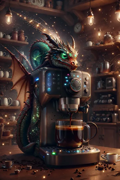 estilo deff,  maquina de cafe , ojo de dragón luciérnagas,