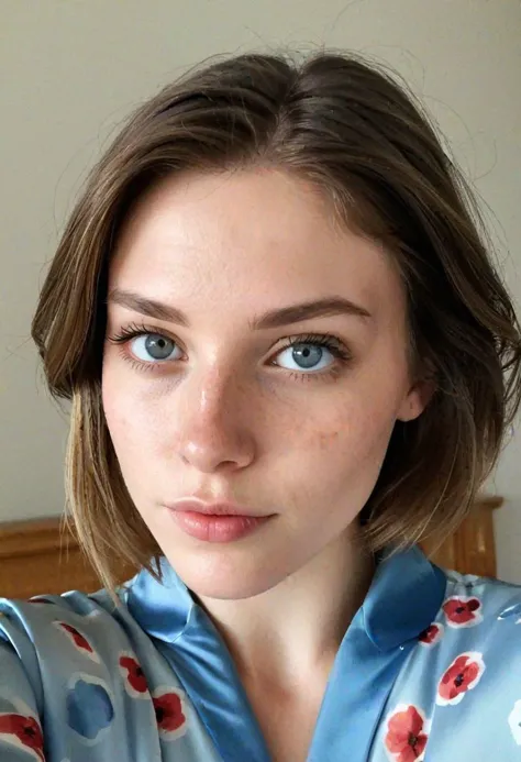 instagram selfie , a 23 year old gorgeous woman, in love with the viewer , closeup, detailed skin face and eyes , natural lighti...