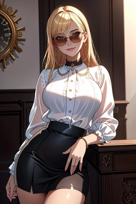 ((Masterpiece, best quality)),edgQuality,smirk,smug, blonde Nadia with sunglasses and a choker
edgCT, a woman in a blouse, and a...