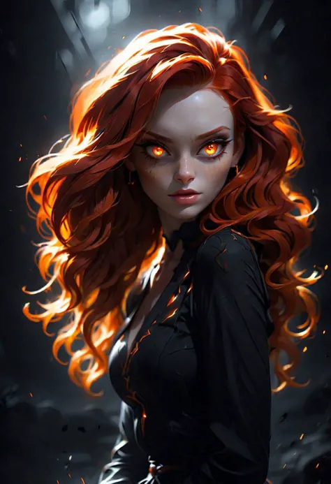 a redhead as the epitome of beauty, exaggerated pose, backlit scene, dark moody vibe, dark aura <lora:Dark_Aura_XL_-_Filled_with...