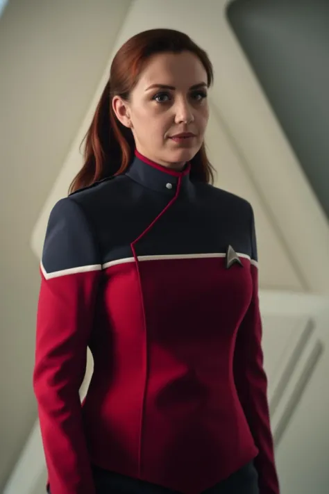 woman in red sttldunf uniform<lora:STTLDV1:0.8>
