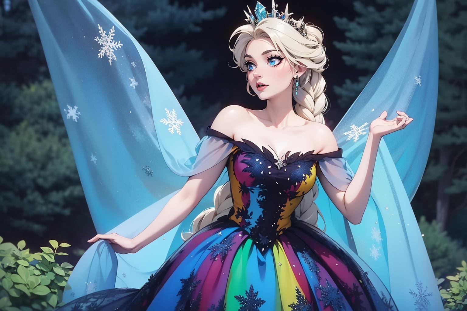 Disney princess aurora in a colorful dress with a blue cape - SeaArt AI