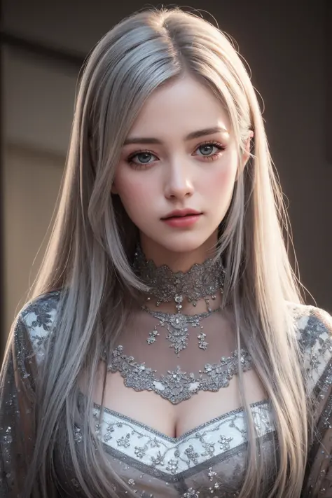high quality, best quality, photo-realistic, raw-photo, realistic, ultra realistic 8k cg, ultra-detailed, High definition, masterpiece, 1girl, long hair, silver hair, close-up, intricate details, detailed texture, finely detailed,