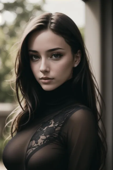 woman, breasts, facing viewer,<lora:PerfectFullBreasts-fCV3.5:1> , fcPortrait, stunning intricate full color portrait, wearing a black turtleneck, epic character composition, by ilya kuvshinov, alessio albi, nina masic, sharp focus, natural lighting, subsu...
