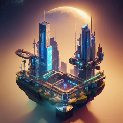 a futuristic city with a futuristic floating island in the middle of it