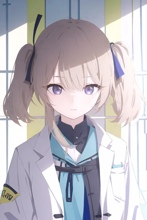 (best quality, masterpiece, highres),1girl,solo,bangs,twintails,hair ribbon,shaded_face,labcoat,
<lora:BX_Blue Archive style_v1.08:1>,