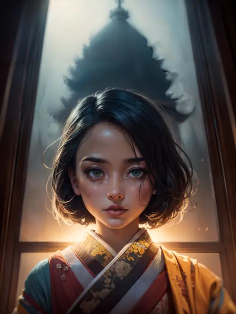 (dark shot:1.4), 80mm, (dark shot:1.4), masterpiece, best quality, game_cg, in summer, girl, solo, medium hair, white hair, looking at viewer, brown eyes, 80mm, epic realistic, painting of a geisha with european features entering a japanese pine forest, by range murata, a big red sun in the background, stunning, matted, paul gauguin, van gogh, art by greg rutkowski and artgerm, soft cinematic light, adobe lightroom, photolab, hdr, intricate, highly detailed, (depth of field:1.4), (dark shot:1.22), neutral colors, (hdr:1.4), (muted colors:1.4), (intricate), (artstation:1.2), hyperdetailed, dramatic, intricate details, (technicolor:0.9), (rutkowski:0.8), cinematic, detailed, soft light, sharp, exposure blend, medium shot, bokeh, (hdr:1.4), high contrast, (cinematic, teal and orange:0.85), (muted colors, dim colors, soothing tones:1.3), low saturation, (hyperdetailed:1.2), (noir:0.4), soft light, sharp, exposure blend, medium shot, bokeh, (hdr:1.4), high contrast, (cinematic, teal and orange:0.85), (muted colors, dim colors, soothing tones:1.3), low saturation, (hyperdetailed:1.2), (noir:0.4), (intricate details:1.12), hdr, (intricate details, hyperdetailed:1.15)