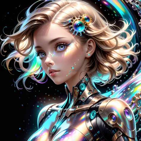 photorealistic, hyper realistic, girl, biomechanical style the edge of my universe, blend of organic and mechanical elements, fu...