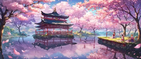 score_9, score_8_up, score_7_up, score_6_up, source anime,
anime style image of a river with trees and lights in the background, scenery, cherry blossoms, tree, petals on liquid, ripples, reflection, depth of field, east asian architecture,
masterpiece, best quality, very aesthetic, absurdres,
<lora:detailed_backgrounds_v2:0.8>