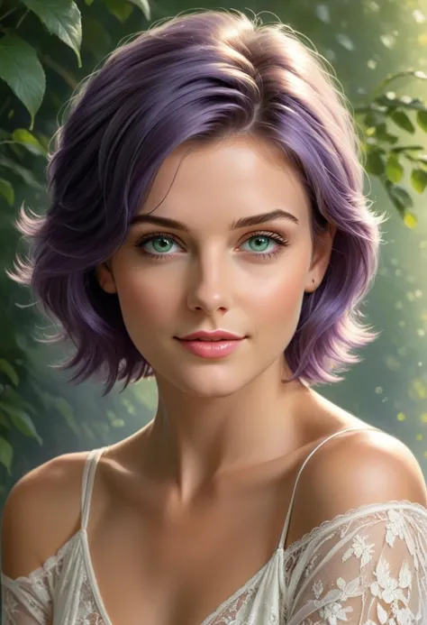 by Mark Keathley and Michael Garmash, un (short hair, two sides up, bleached hair dyed purple, green eyes) <lora:LenaPonyV1:0.45...