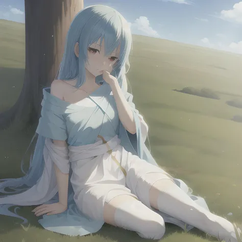 anime,1girl, (masterpiece), (best quality),
rph1,
solo,blush,  looking at viewer,blue hair,
blue sky, grass,

 <lora:rimuruTempe...