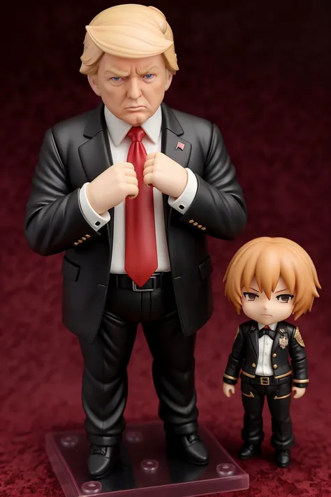 An anime Nendoroid figurine of Donald Trump, fantasy, figurine, product photo