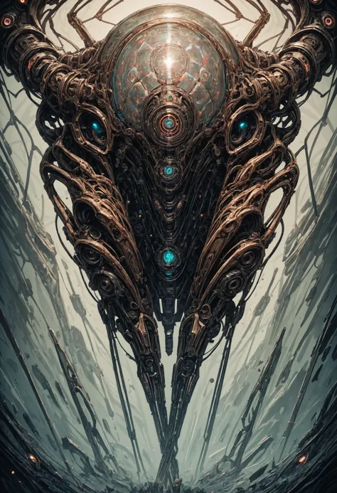 score_9, score_8_up, score_7_up, score_6_up, detailed, cinematic, interdimensional creature, biomechanical ghost, mesmerizing visual puzzle, hyper-detailed, artistic style, neural network, bioluminescent,