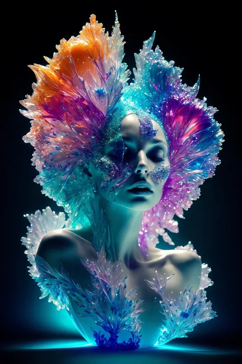 1 woman, 
Alberto Seveso
alien 
  crystals
 refraction
  (masterpiece, photorealistic)  (best quality)    (dramatic lighting ) (...