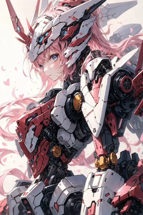 <lora:Mecha_2:0.6>, pink mecha,1girl, solo,simple background,, (masterpiece, best quality, high quality, highres, ultra-detailed...