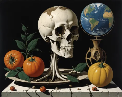 a still life by Francesco del Cossa ,, surrealism (Earth) concept art, gothic art,