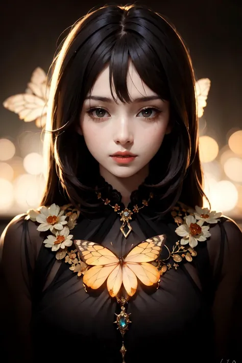 igirl,Glowing butterflies, wonderful light and shadow, ,(high quality), best quality,(realistic), real skin  <lora:ButterflyX:1>