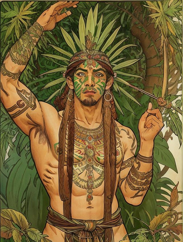 mitologia brasileira), (master part), (professional oil painting) (melhor  qualidade), (8K resolution), (1 young Brazilian indigenous) - SeaArt AI