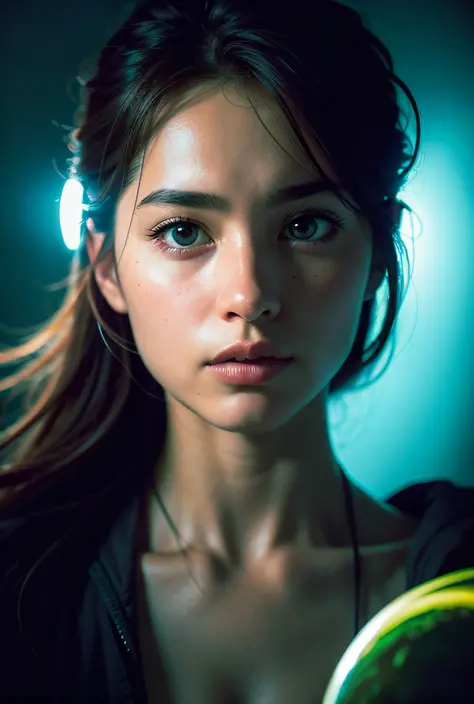 portrait beautiful girl in standing in the dark forest, epic style, octane render, desert composition, beautiful face, hyperrealistic, oil on canvas, award-winning, masterpiece, trending on artstation, by Studio Ghibli. Ultra detailed, 8K, HDR, Octane Rend...