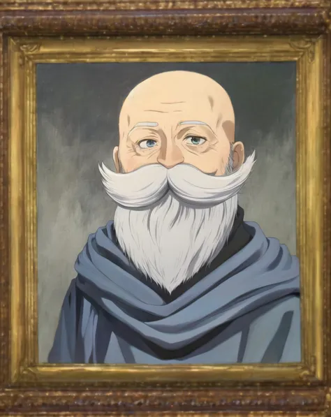 a painting of a man with a beard and a blue robe