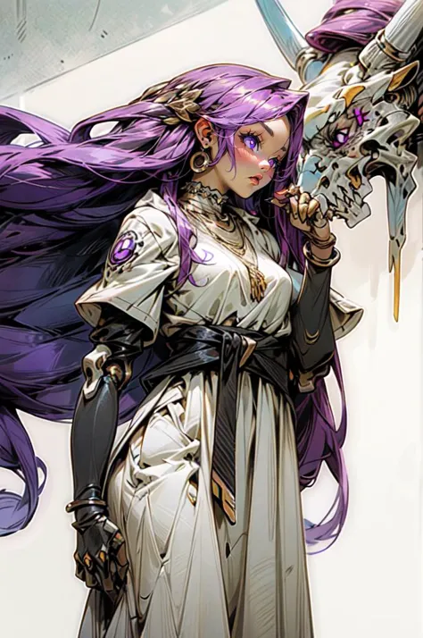 anime - style image of a woman with purple hair holding a sword