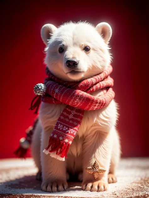 RAW photo, little polar bear,red christmas scarf, complex christmas background, 8k uhd, dslr, soft lighting, high quality, film grain, Fujifilm XT3, (intricate details:0.9), (hdr, hyperdetailed:1.2)
<lora:CuteCreatures:0.4> Cu73Cre4ture
<lora:ChristmasWintery:0.2> ChristmasWintery
<lora:GingerbreadFashion:0.2> gingerbreadfashion