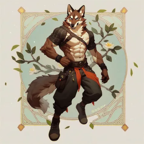 source_furry, rating_safe, male, canid, full length portrait, muscular, anthro, abs, anatomically correct, <lora:PonyQuality_V3....
