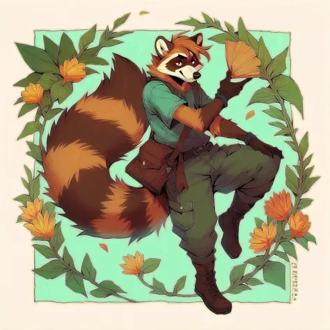 male, raccoon, full length portrait, detailed background, clothed, anthro, source_furry  <lora:PonyQuality_V3.3:1.5>