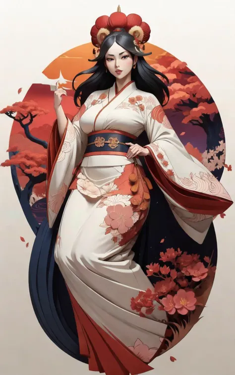 (masterpiece, best quality:1.4), insaneres, absurdres, solo, looking at viewer,BREAK 
LoConARTSTYLE_Paper_Kirigami_ownwaifu, art_nouveau, kirigami, fine art, 
1girl, solo, flower, tree, long hair, black hair, hair ornament, dress, cherry blossoms,  long sleeves, japanese clothes, chinese clothes, full body, wide sleeves, (moon), cloud, waterfall, east asian architecture, 
<lora:LoConARTSTYLE_Paper_Kirigami_ownwaifu:0.8>
,