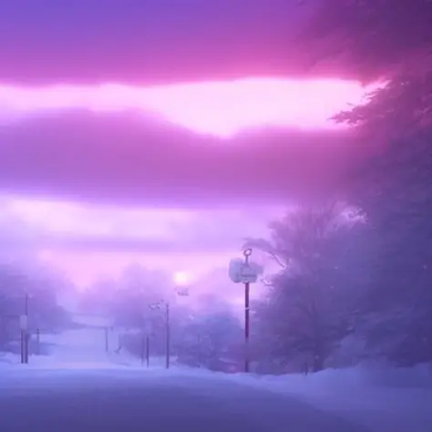 anime background, minnesota in winter , semi realistic, ring lighting , rim lighting, cinematic,pastel ,BgAniDusk