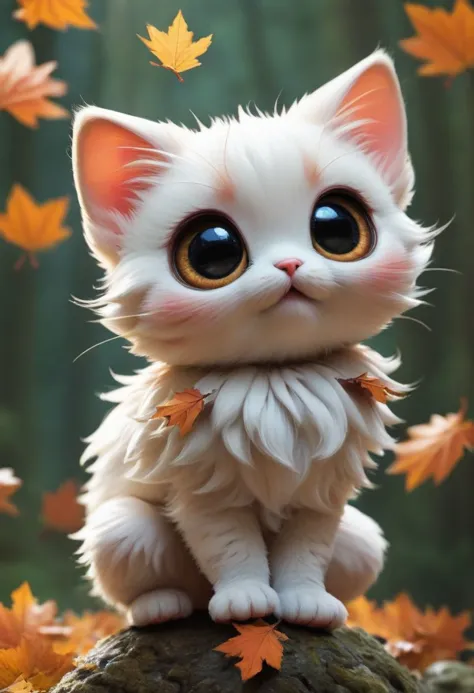 score_9, score_8_up, score_7_up, score_6_up, score_5_up, score_4_up,UHD, 
adorable cat-like creature big eyes in forest autumn t...