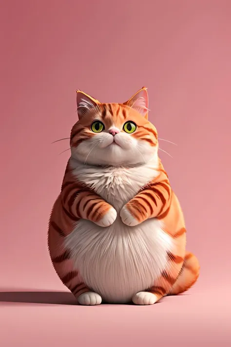 master piece,high quality,fat cute pink cat,with a belly,clean background,<lora:ãå¨ç©IPãåæ»æ»çä¸ç èååçå°...