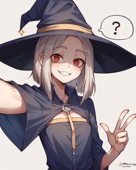 witch with a hat and a peace sign